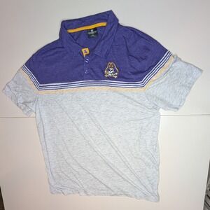 ECU Pirates Mens Colosseum Polo Shirt Purple Gray Short‎ Sleeve XXL